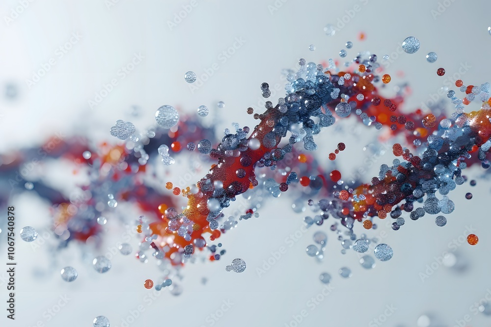 Poster abstract representation of dna structure with colorful molecules