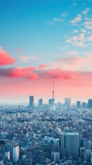 Fototapeta premium Japan cityscape scene bsckground architecture building tower.