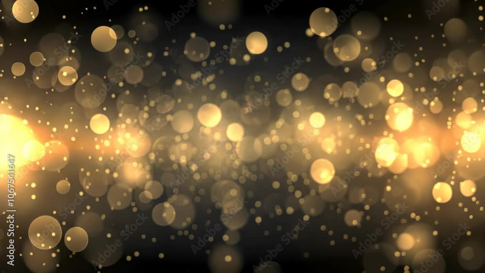 Poster golden bokeh lights create a shimmering effect against a dark background