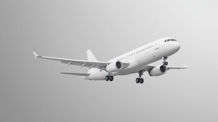 Obraz premium Flying airplane isolated on a white or transparent background. Close-up of a white airplane, side view. Concept of vacation, traveling abroad. Graphic design element.