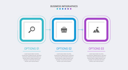 Horizontal progress bar featuring 3 arrow-shaped elements, symbolizing three six stages of business strategy and progression. Clean timeline infographic design template. Vector for presentation