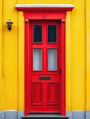 Red Door on Yellow Building