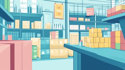 Obraz premium Inventory report flat design side view financial theme cartoon drawing colored pastel 