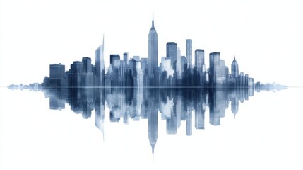 Naklejka premium Night cityscape with reflections on a river, skyscrapers illuminated, symbolizing energy, vibrancy, and modern urban beauty