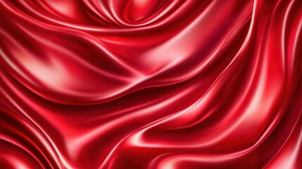 Obraz premium Luxury red satin smooth fabric background for celebration, ceremony, event invitation card or advertising poster