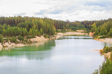 White clay quarry filled with water