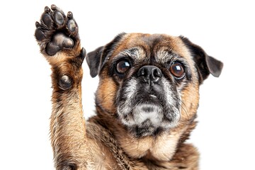 Obraz premium Adorable Dog Raising Its Paw in a Playful Gesture