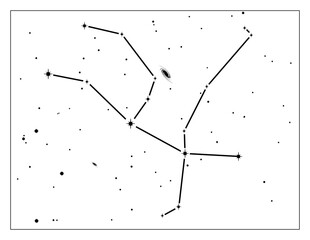 Simple astronomical illustration of the constellation Andromeda (The Princess). Design elements on transparent background. Use for print, websites and other graphics. Available as PNG or JPG.