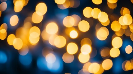 Obraz premium Navy and Gold Festive Bokeh, vibrant bursts of light create a lively holiday atmosphere, perfect for celebrations, events, and seasonal promotions.