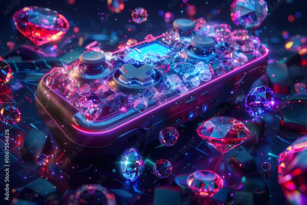 Poster a dazzling controller surrounded by sparkling gems and crystals