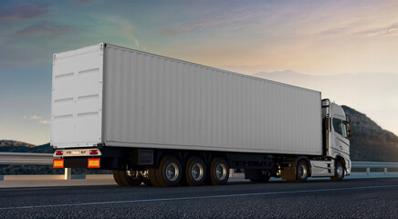 An image of a white truck on a road