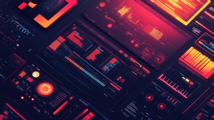 Obraz premium Stock tracking system flat design top view technology theme animation Split-complementary color scheme