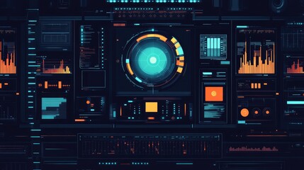 Fototapeta premium Stock tracking system flat design top view technology theme animation Split-complementary color scheme