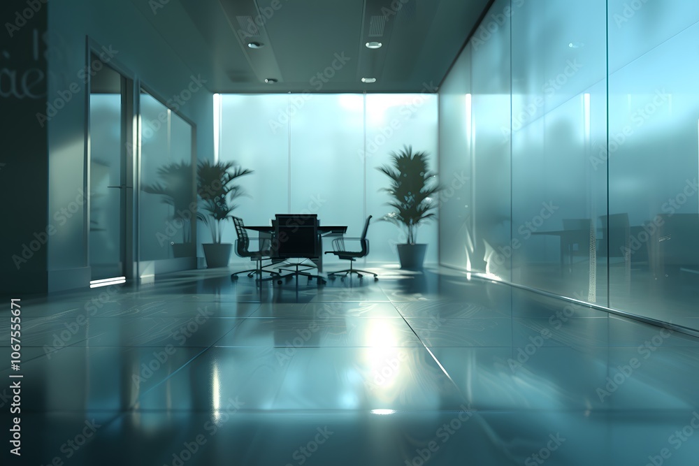 Wall mural Modern Office Space with Glass Walls and Minimalist Design