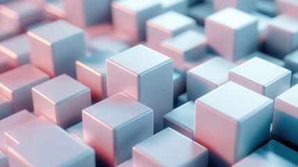 Obraz premium 3D rendering of cubes illuminated by vibrant red and blue lights