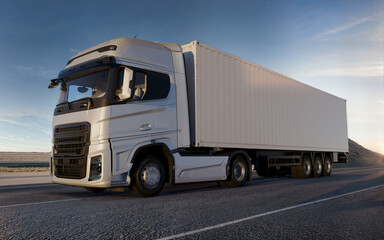 An image of a white truck on a road