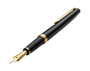 Gold accented black fountain pen shown
