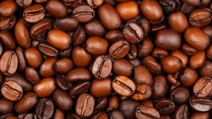 Obraz premium Fragrant coffee beans lie on the table. The concept of coffee, its preparation and cooking