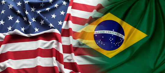 American and Brazilian flags