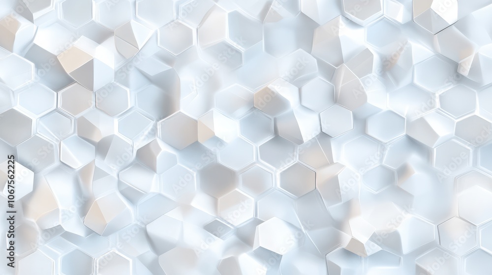 Poster White hexagon 3D background texture. 3d rendering illustration. Futuristic abstract banner.