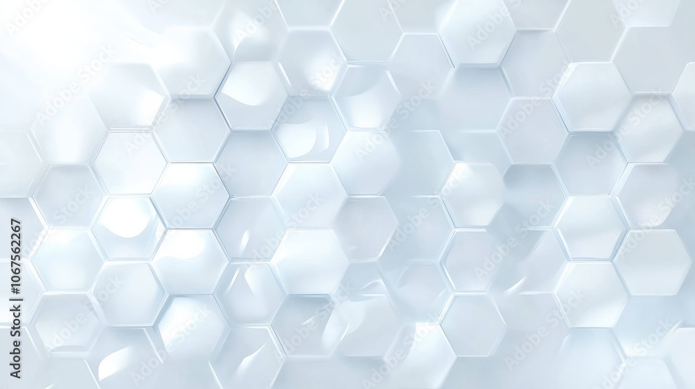 Poster White hexagon 3D background texture. 3d rendering illustration. Futuristic abstract banner.