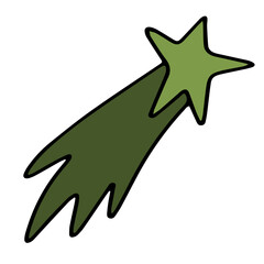 Vector illustration. Green star drawing Cartoon design element