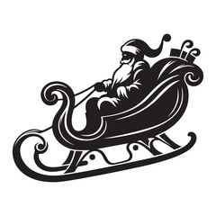  sleigh silhouette vector art black color design and solid white background