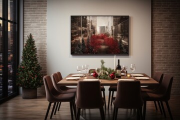 Christmas room architecture decoration.
