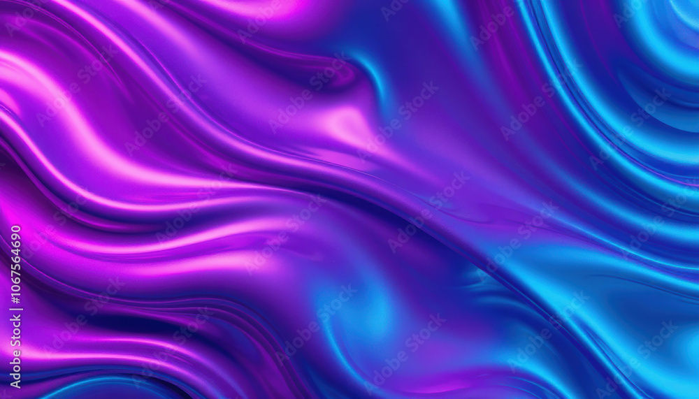 Poster vibrant and smooth texture featuring flowing waves of purple and blue, creating dynamic and visually