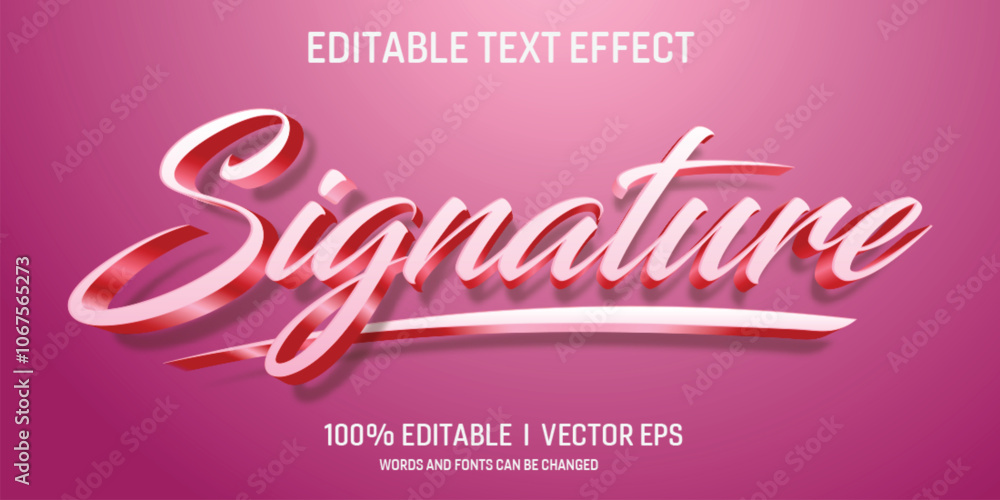 Poster editable signature vector 3d text effect with modern style design
