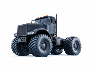 Heavy-Duty Monster Truck with Oversized Tires Isolated on White Background