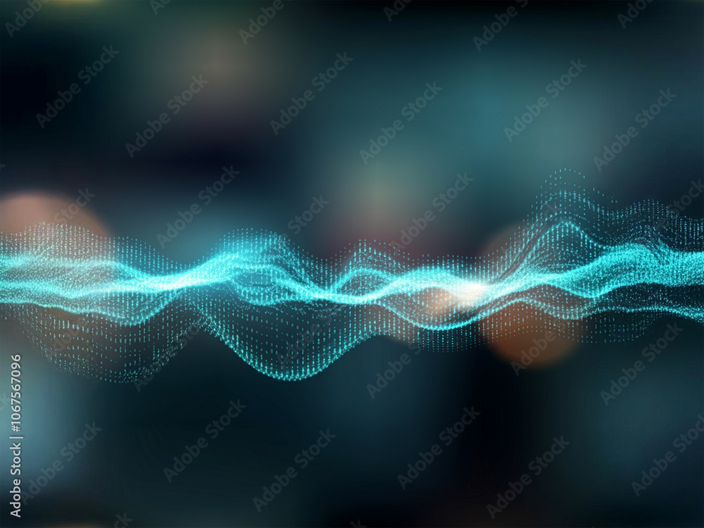 Poster big data technology background with abstract mesh waves, futuristic illustration
