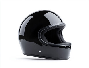 Fototapeta premium Modern Black Motorcycle Helmet Isolated on White
