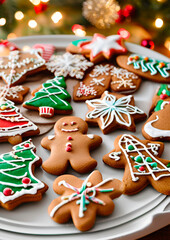 Christmas decorated gingerbread cookies