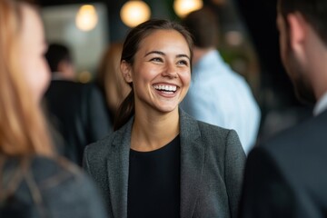 Business people woman laughing smiling.