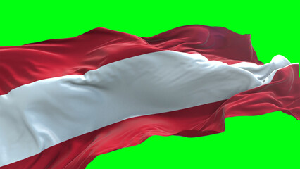 Austria flag - 3D realistic waving flag on green screen background for chroma key