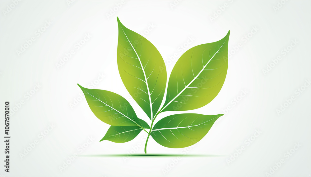 Poster A green leaf design is a simple yet effective vector graphic that can be placed on a clean white background for easy viewing._00001_