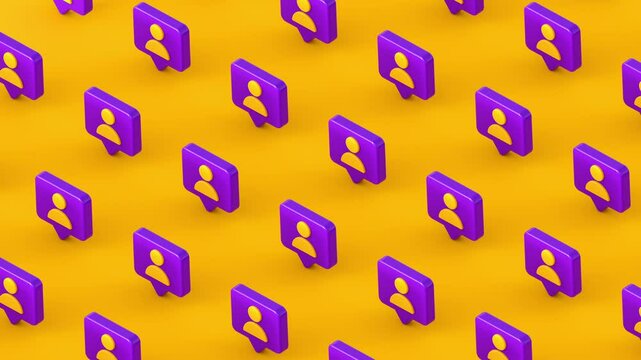 Social media icon notification of user or follower 3d isometric seamless loop animation.