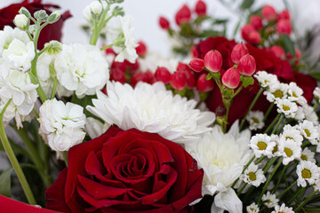 bouquet of red and white roses
