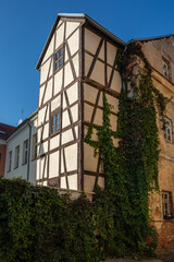 Historic wooden construction building in Kaunas, Lithuania