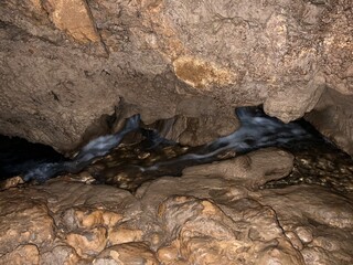 Cave Cavlinska pecina near Obrovac, Croatia - Čavlinska pećina ili izvorišna špilja Čavlinska peć pored rijeke Zrmanje - Muškovci, Hrvatska