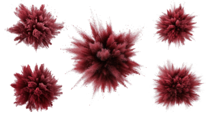 Dynamic Red Paint Powder Explosions on a Transparent Backdrop Generative AI