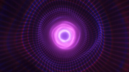 A mesmerizing pink and blue vortex with a geometric wireframe futuristic glowing tunnel effect for conveying technology, digital worlds, or abstract energy