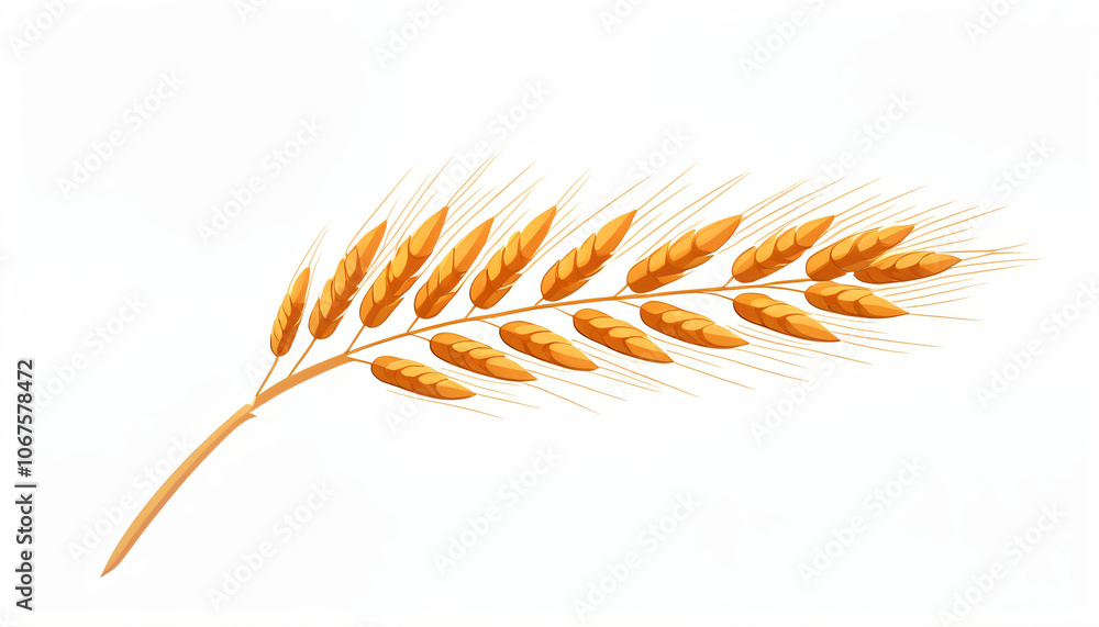 Poster A single wheat leaf is depicted in isolation against a white background in this simple yet distinctive vector illustration design._00001_