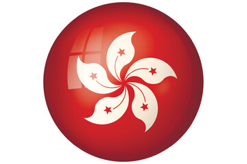 Flag of Hong Kong. National symbol in official colors. Template icon. Abstract vector background. Round glass light ball, 3D big bubble, sphere