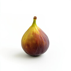 A single fresh fig, isolated on a white background, showcasing a Mediterranean fruit