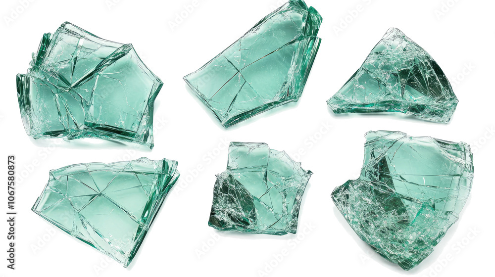 Poster abstract collection of shattered glass textures with intricate cracks generative ai