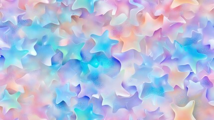 A seamless pattern of pastel star confetti on a light background, creating a fun, festive, and whimsical design ideal for celebrations.