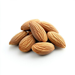 Fototapeta premium A handful of whole almonds, isolated on a white background, showcasing a nutritious snack
