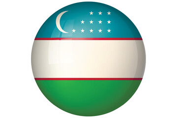 Flag of Uzbekistan. Uzbek national symbol in official colors. Template icon. Abstract vector background. Round glass light ball, 3D big bubble, sphere